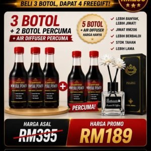 PAKEJ SUPER JIMAT 3 BOTOL + 2 BOTOL PERCUMA + 1 BOTOL AIR DIFFUSER